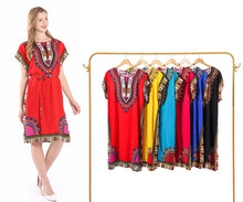 Load image into Gallery viewer, New Women Trible Print Short Kaftan Dress One Size UK
