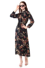 Load image into Gallery viewer, New Women Round Neck Beautiful Flower Print Polyester Dress
