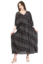 Load image into Gallery viewer, New Women Block Stripe Design Rayon Maxi Kaftan with Drawstring Free Size
