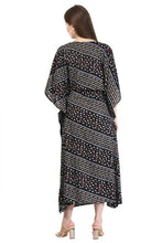 Load image into Gallery viewer, New Women Block Stripe Design Rayon Maxi Kaftan with Drawstring Free Size
