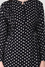 Load image into Gallery viewer, New Women Rayon Polka Dot Print Long Sleeve Front Button Pleated Shirt Dress
