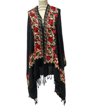 Load image into Gallery viewer, New Women Embroidery Floral Border Shawl with Beads Casual Shawl
