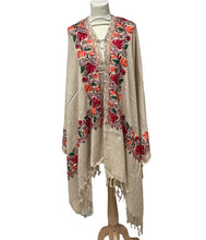 Load image into Gallery viewer, New Women Embroidery Floral Border Shawl with Beads Casual Shawl
