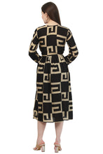 Load image into Gallery viewer, New Women Maze Print Long Sleeve Maxi Rayon Dress
