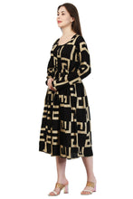 Load image into Gallery viewer, New Women Maze Print Long Sleeve Maxi Rayon Dress
