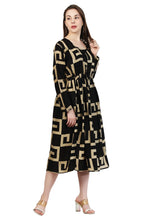 Load image into Gallery viewer, New Women Maze Print Long Sleeve Maxi Rayon Dress
