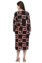 Load image into Gallery viewer, New Women Maze Print Long Sleeve Maxi Rayon Dress
