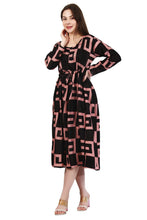 Load image into Gallery viewer, New Women Maze Print Long Sleeve Maxi Rayon Dress
