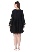 Load image into Gallery viewer, New Women Round Neck Design Embroidery  Rayon Mini Dress
