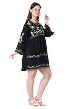 Load image into Gallery viewer, New Women Round Neck Design Embroidery  Rayon Mini Dress
