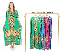 Load image into Gallery viewer, New Women Round Neck Summer Floral Kaftan Dress Free Size
