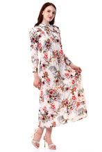 Load image into Gallery viewer, New Women Round Neck Beautiful Flower Print Polyester Dress
