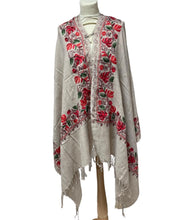 Load image into Gallery viewer, New Women Embroidery Floral Border Shawl with Beads Casual Shawl
