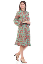 Load image into Gallery viewer, New Women Floral Design Round Neck Long Sleeve Casual Mini Dress
