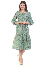 Load image into Gallery viewer, New Women Round Neck Design Flower print Midi Summer Dress
