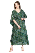 Load image into Gallery viewer, New Women Block Stripe Design Rayon Maxi Kaftan with Drawstring Free Size
