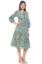 Load image into Gallery viewer, New Women Round Neck Design Flower print Midi Summer Dress
