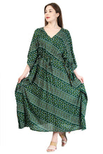 Load image into Gallery viewer, New Women Block Stripe Design Rayon Maxi Kaftan with Drawstring Free Size
