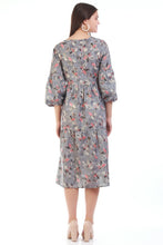 Load image into Gallery viewer, New Women Round Neck Design Flower print Midi Summer Dress
