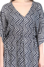 Load image into Gallery viewer, New Women Zig Zag Dot Print Rayon Kaftan with Drawstring Free Size
