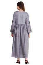 Load image into Gallery viewer, New Women Causal Embroidery Round Neck Long Sleeve Maxi Rayon Dress
