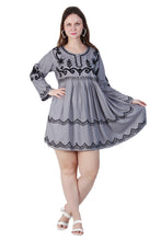 Load image into Gallery viewer, New Women Round Neck Design Embroidery  Rayon Mini Dress
