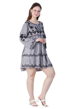 Load image into Gallery viewer, New Women Round Neck Design Embroidery  Rayon Mini Dress
