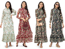 Load image into Gallery viewer, New Women Floral Casual Long Sleeve Georgette Maxi Dress
