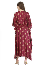 Load image into Gallery viewer, New Women V Neck Paisley Floral Print Rayon Kaftan with Drawstring Free Size
