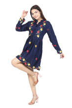 Load image into Gallery viewer, New Women Emb. Floral Long Sleeve Knee Length Rayon Dress
