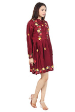 Load image into Gallery viewer, New Women Emb. Floral Long Sleeve Knee Length Rayon Dress
