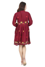 Load image into Gallery viewer, New Women Emb. Floral Long Sleeve Knee Length Rayon Dress
