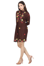 Load image into Gallery viewer, New Women Emb. Floral Long Sleeve Knee Length Rayon Dress
