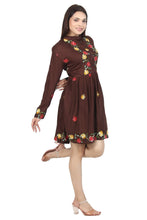 Load image into Gallery viewer, New Women Emb. Floral Long Sleeve Knee Length Rayon Dress
