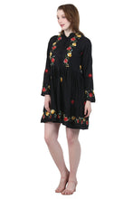 Load image into Gallery viewer, New Women Emb. Floral Long Sleeve Knee Length Rayon Dress
