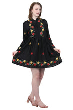 Load image into Gallery viewer, New Women Emb. Floral Long Sleeve Knee Length Rayon Dress
