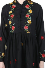 Load image into Gallery viewer, New Women Emb. Floral Long Sleeve Knee Length Rayon Dress
