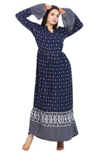 Load image into Gallery viewer, New Women Printed Rayon Long Sleeve Maxi Dress
