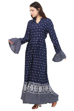 Load image into Gallery viewer, New Women Printed Rayon Long Sleeve Maxi Dress
