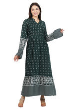 Load image into Gallery viewer, New Women Printed Rayon Long Sleeve Maxi Dress
