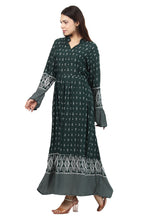 Load image into Gallery viewer, New Women Printed Rayon Long Sleeve Maxi Dress
