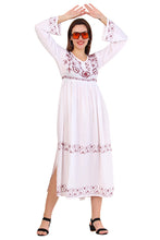 Load image into Gallery viewer, New Women Causal Embroidery Round Neck Long Sleeve Maxi Rayon Dress
