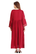 Load image into Gallery viewer, New Women Causal Embroidery Round Neck Long Sleeve Maxi Rayon Dress
