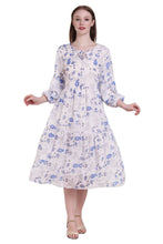 Load image into Gallery viewer, New Women Floral Print Round Neck 3/4 Sleeve Midi Long Casual Dress A-Line
