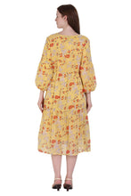 Load image into Gallery viewer, New Women Floral Print Round Neck 3/4 Sleeve Midi Long Casual Dress A-Line
