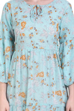 Load image into Gallery viewer, New Women Floral Print Round Neck 3/4 Sleeve Midi Long Casual Dress A-Line
