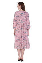 Load image into Gallery viewer, New Women Floral Print Round Neck 3/4 Sleeve Midi Long Casual Dress A-Line
