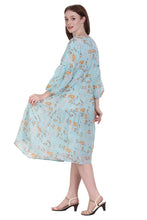 Load image into Gallery viewer, New Women Floral Print Round Neck 3/4 Sleeve Midi Long Casual Dress A-Line
