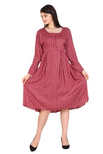 Load image into Gallery viewer, New Women Small Paisley Print Round Neck Long Sleeve Casual Midi Dress
