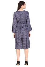 Load image into Gallery viewer, New Women Small Paisley Print Round Neck Long Sleeve Casual Midi Dress
